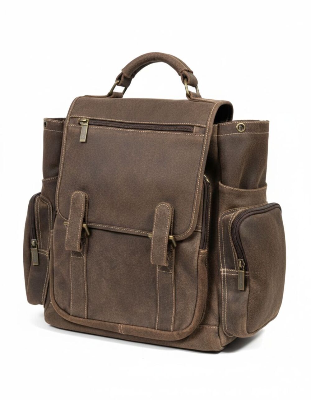 Claire Chase Jumbo Leather Laptop Backpack Brown Fits 17" Computer Bag #329 - Picture 2 of 10